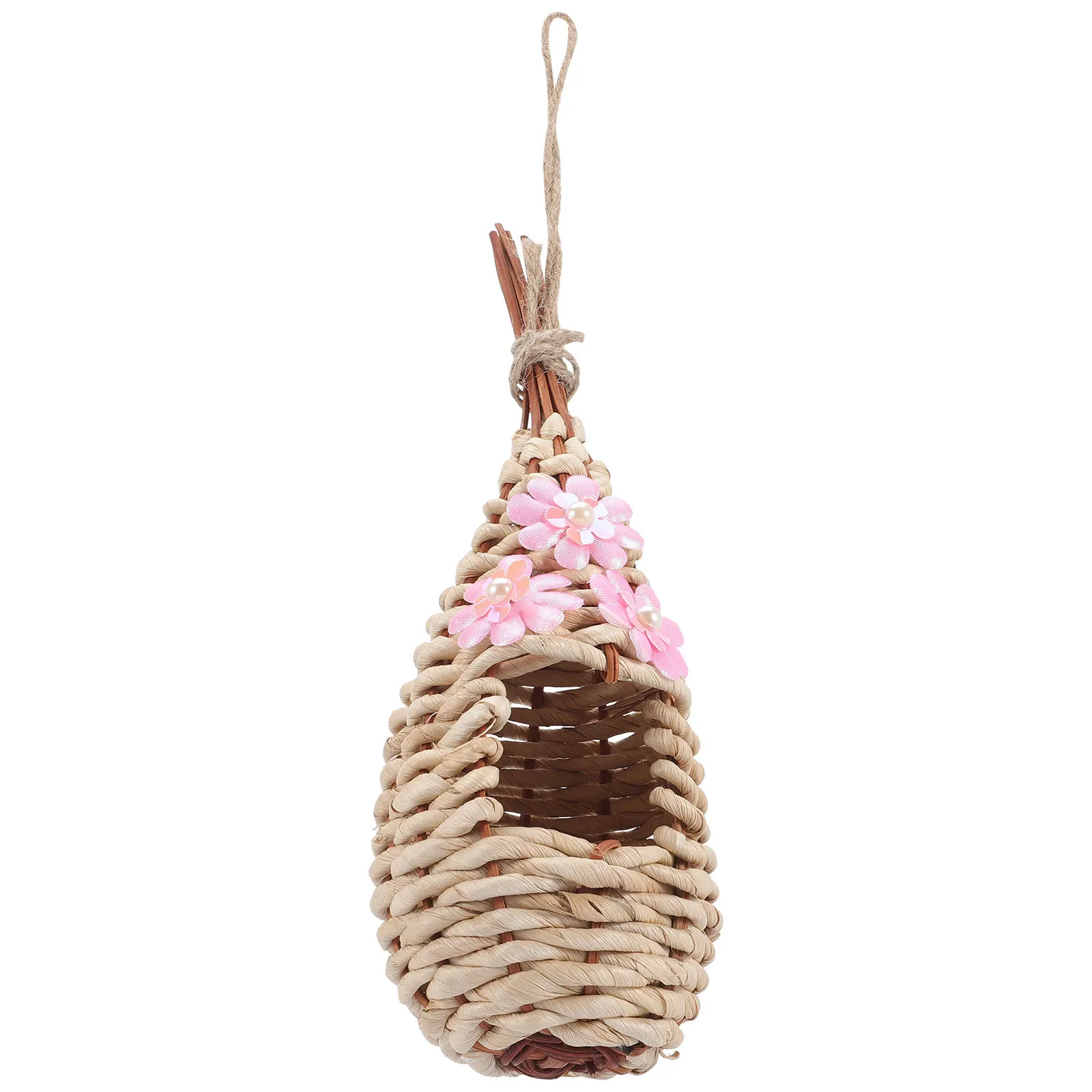 

Hand Woven Straw Bird Nest Hanging Bird House for Small Birds Outdoor Garden Decorative Warm Shelter Play and Rest Spot