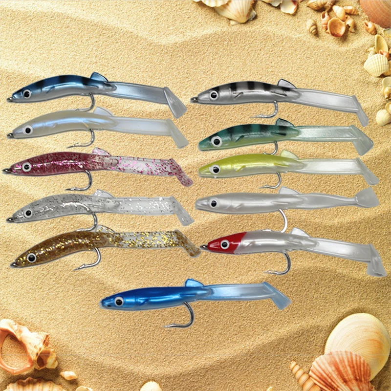 12 Color Soft Hook Eel Soft Bait Sub Bait Loog Tailed Fish Offshiore Angling Reusable Artificial Soft Bait80mm/2.3g/6 Pieces