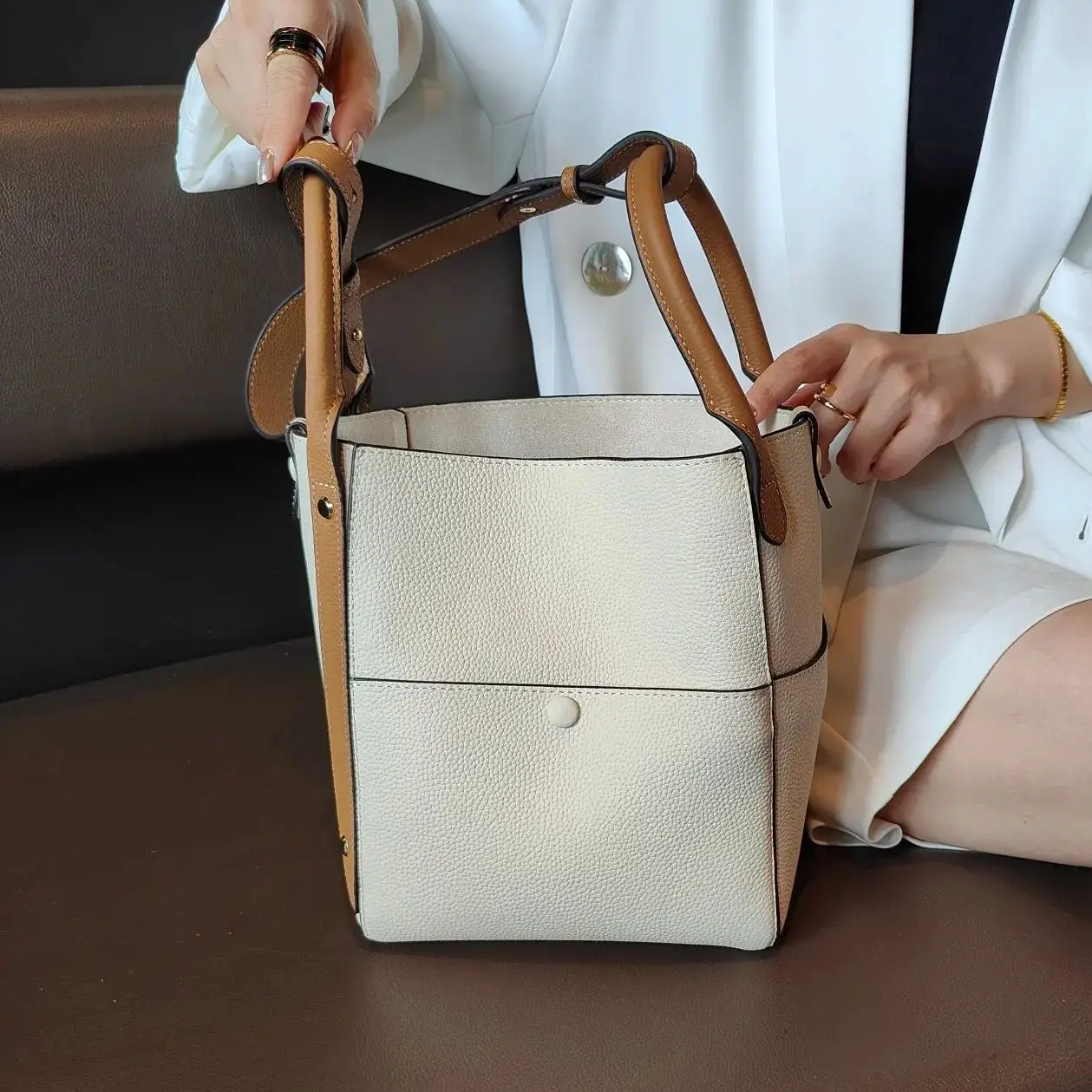 

genuine grade cow leather women's shoulder crossbody bags luxury designer brand ladies bucket bag female handbag for woman new