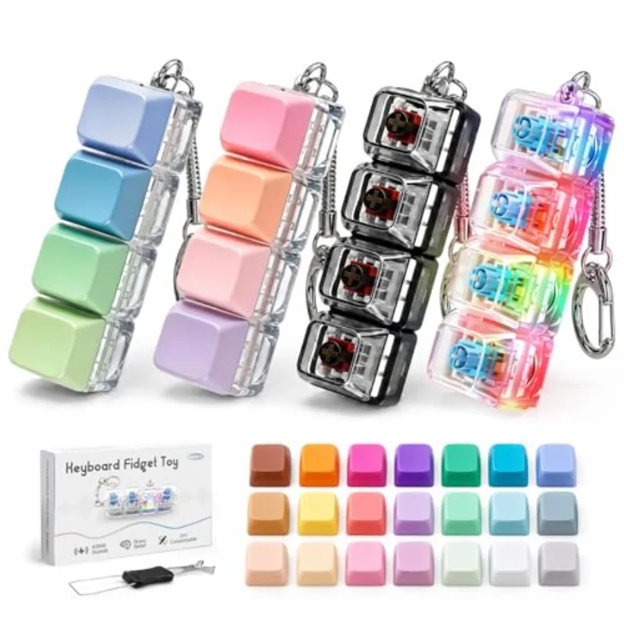 

Keyboard Fidget Toy, DIY RGB Lights Removable Keycaps, Stress Relief for Office Workers, Sensory Toys for with Autism