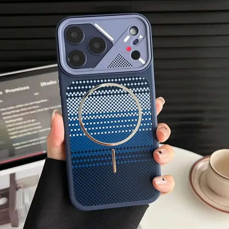 For Magsafe Carbon Fiber Texture Magnetic Case For iPhone 18 17 16 14 15 Pro Max Wireless Charging Shockproof Plastic Hard Cover view 2