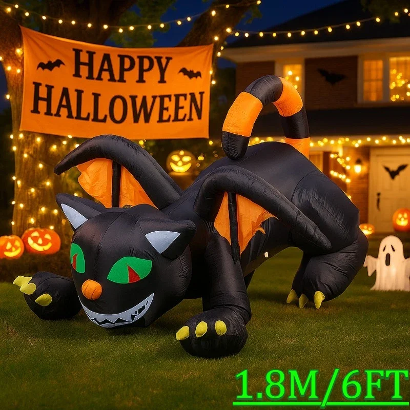 6FT Illuminazione natalizia Decorazioni di Halloween Drago con ali LED incorporati Prop Outdoor Indoor Party Prato Cortile Decorazioni da giardino