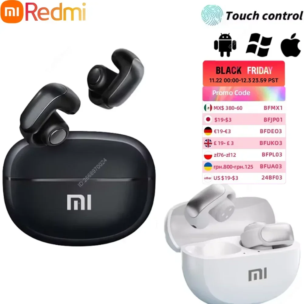 Xiaomi Redmi V12 Наушники с открытым зажимом для ушей, настоящие беспроводные наушники Bluetooth5.3, спортивные наушники, водонепроницаемая игровая гарнитура с микрофоном