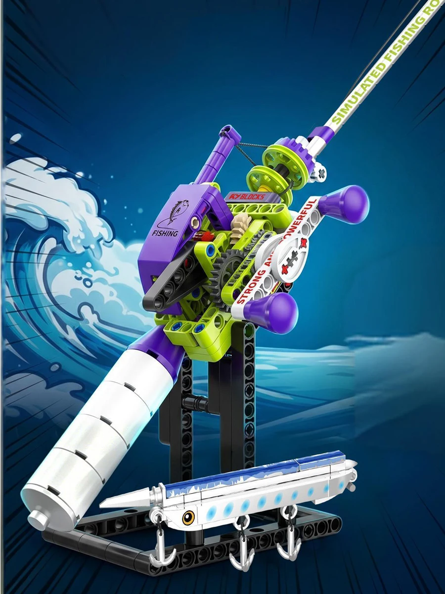 Fishing rod MOC Building blocks Technology Machinery Series Assembly Simulation EVA Theme Model  Ornament Creative gift