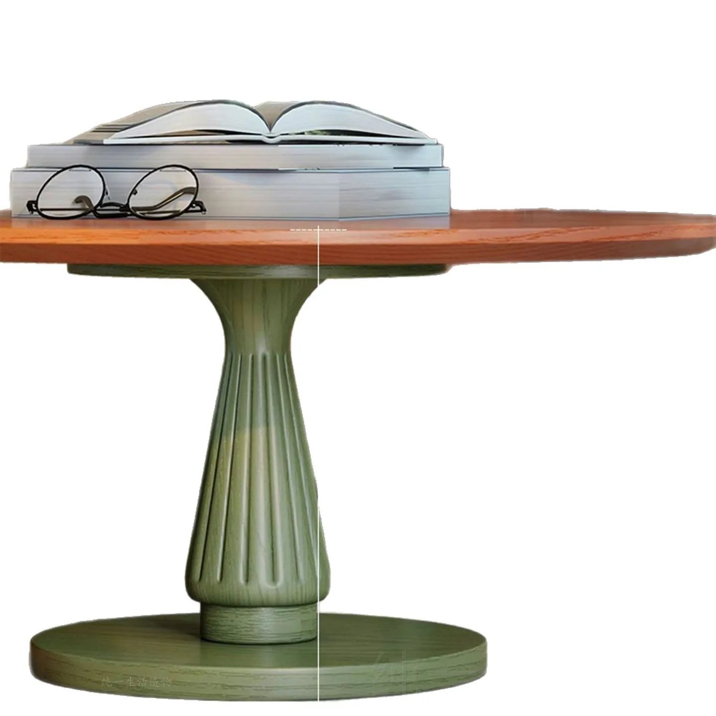 

French retro coffee table, solid wood small apartment, round combination