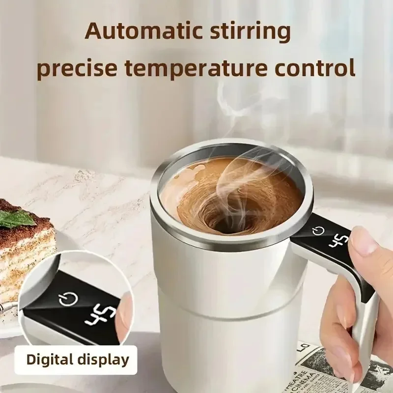 380ML Electric Coffee Self Mixing Mug IP67 Waterproof Coffee Stirring Mug USB Charging Digital Display Automatic Magnetic Cup