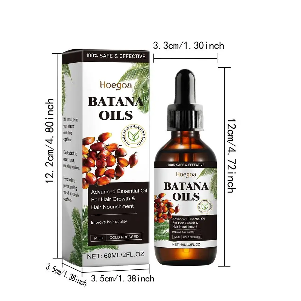 60ml Batana Oil Hair Regrowth หัวล้านน้ํามัน Organic Batana Oil Hair Care Anti Break Loss Oil Hair Care