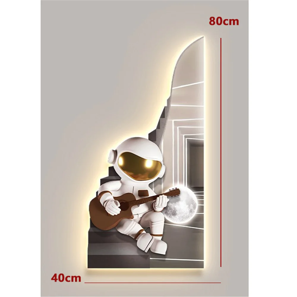 Guitar Astronaut Creative Led Mural Wall Lamp For Loft Staircase Hall Corridor Home Decor Sconces Atmosphere Hanging Painting