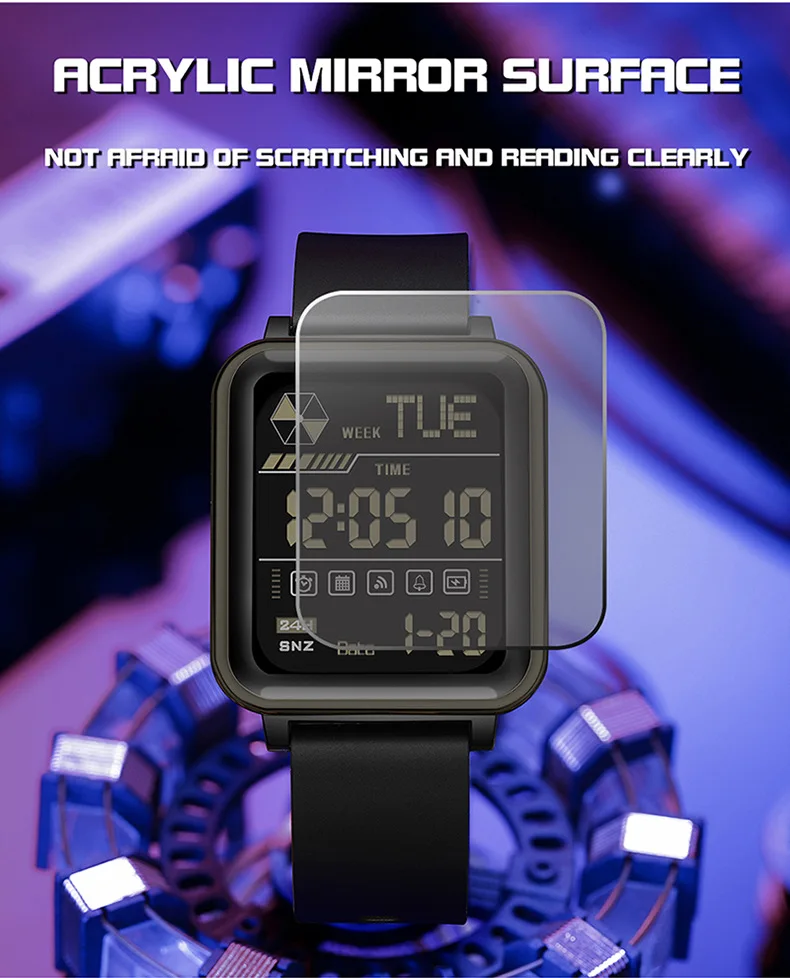 SANDA 6159 ساعة إلكترونية للرجال 50 متر مقاومة للماء رياضية كرونوغراف ساعة تنبيه طالب ساعة كوارتز ضوء الليل متعدد الوظائف