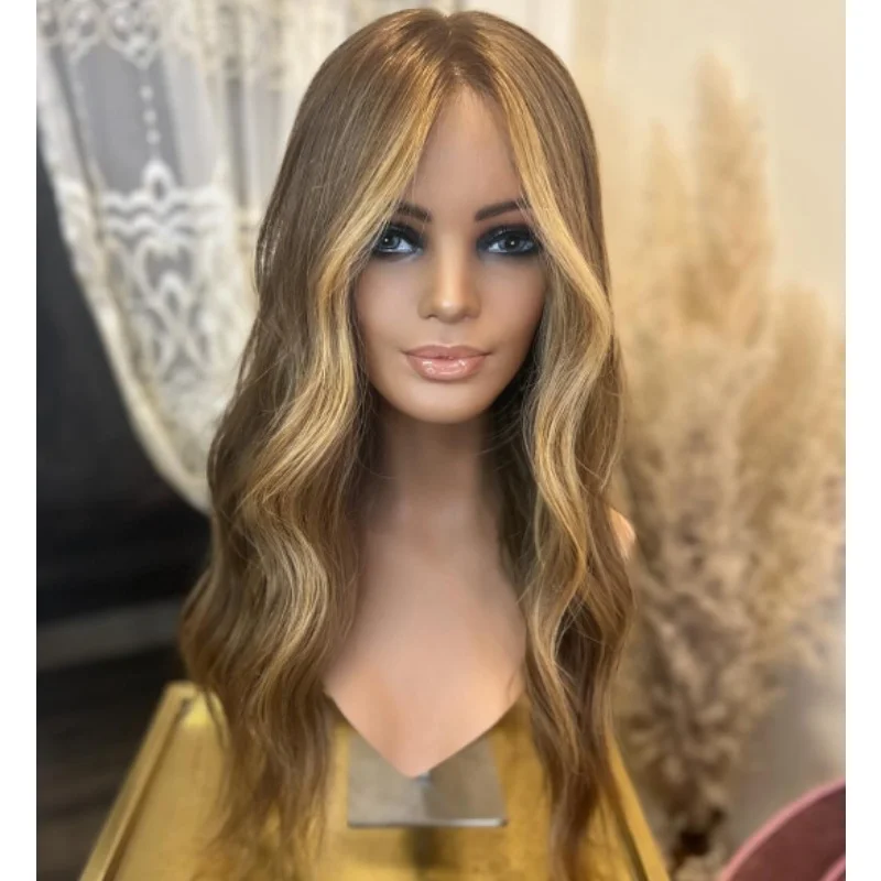 شعر مستعار طبيعي واقعي يسلط الضوء على شعر مستعار أشقر صناعي عالي الدقة بدانتيل أمامي جاهز للارتداء شعر مستعار أشقر مرن للحفلات على التخليص