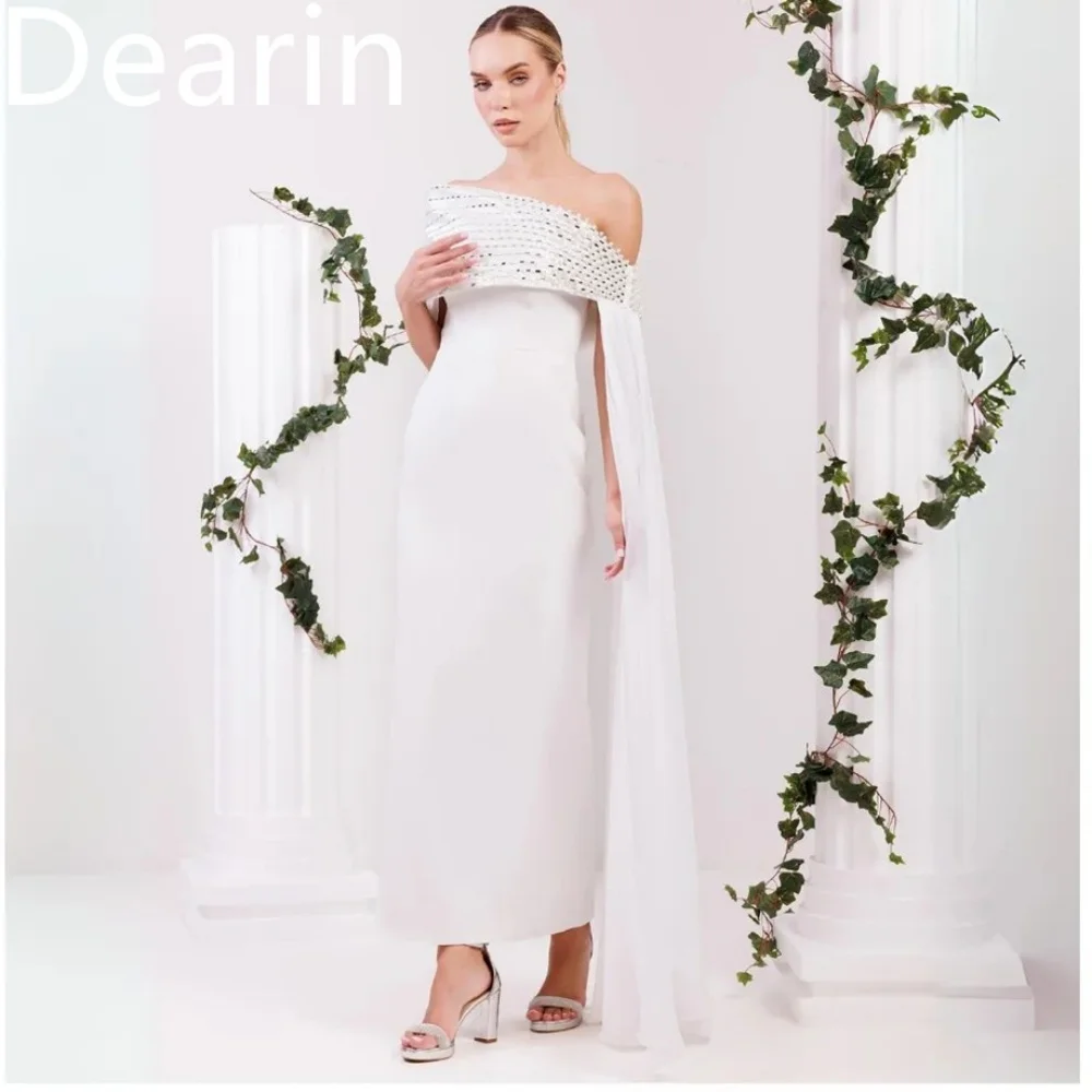 

Customized Saudi Arabia Dearin Strapless Column Ankle Length Skirts Sleeveless Bespoke Occasion Dresses Prom Gown Formal Evening