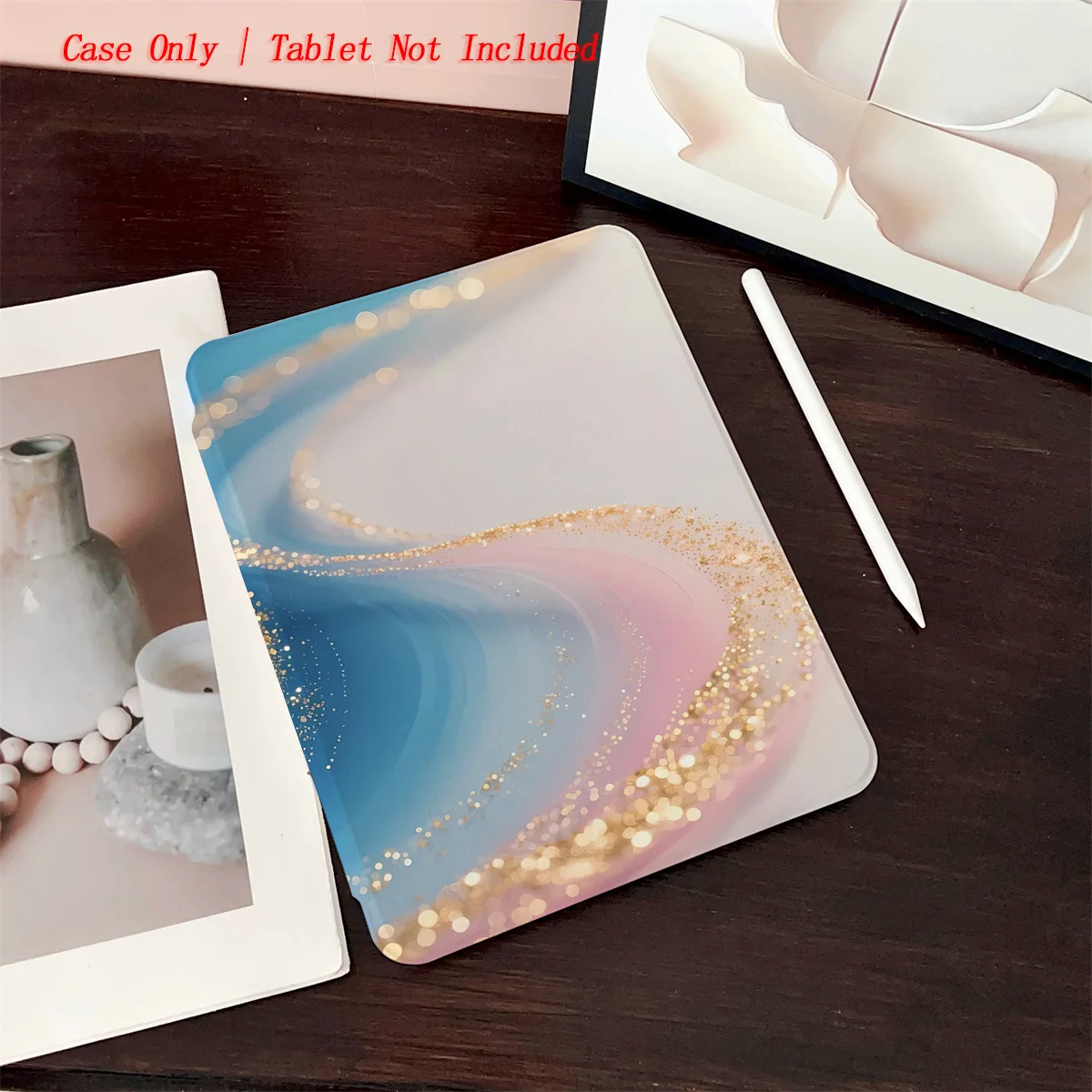 

8 Fresh Style Printed iPad Case, 360° Rotating Stand & Pen Slot,Book Style, Auto Sleep/Wake, Compatible with Various Apple iPads