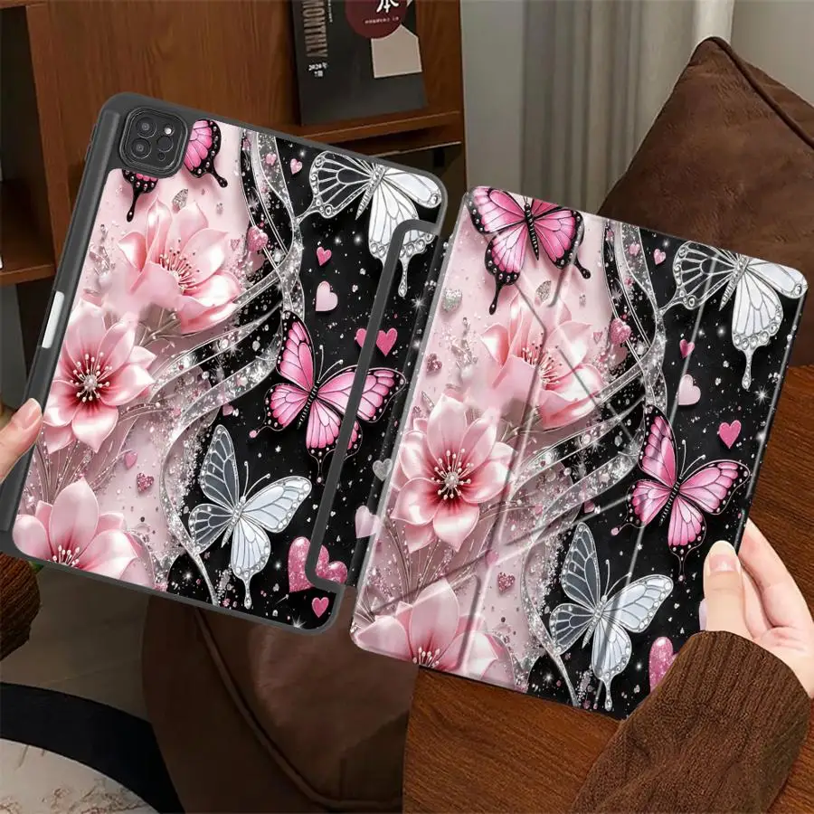 Butterfly And Flower Cool Tablet Case For iPad Pro 11th 10th 9th 8th 7th 12.9inch Pro 2025 Air 4 5 M3 M2 1 2 M4 11inch Mini 6 7