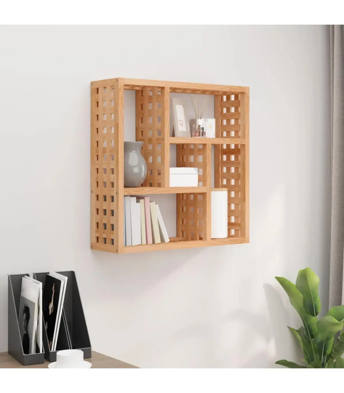 Shelves and shelves wall shelf solid wood Walnut 49x15x49 cm