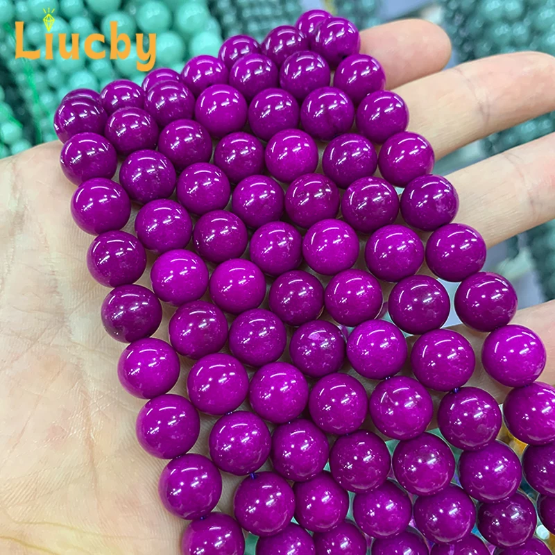 Lila Jaspe Naturstein Perlen Chinesischer Jader für Schmuckherstellung DIY Charm Armband Zubehör 15'' Großhandel 4/6/8/10/12mm a – Detail 4