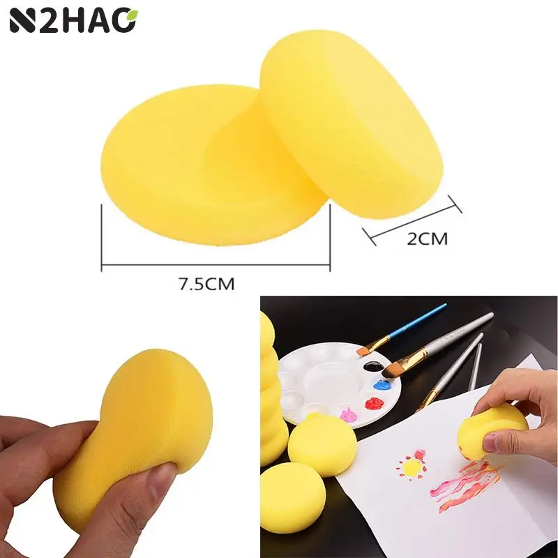 10pcs Round Synthetic Watercolor Artist Sponges For Painting Crafts Pottery Yellow Round Cake Sponge (Yellow)