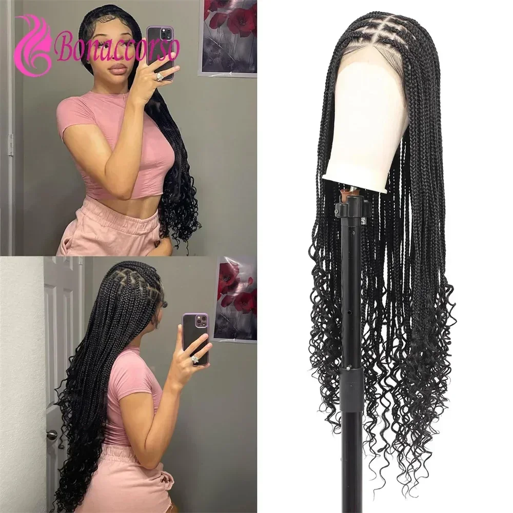 box-braids-wig-full-lace-synthetic-3x-twist-long-braids-wig-for-women-36-inch-tail-curl-transparent-lace-baby-hair-wig-daily-use