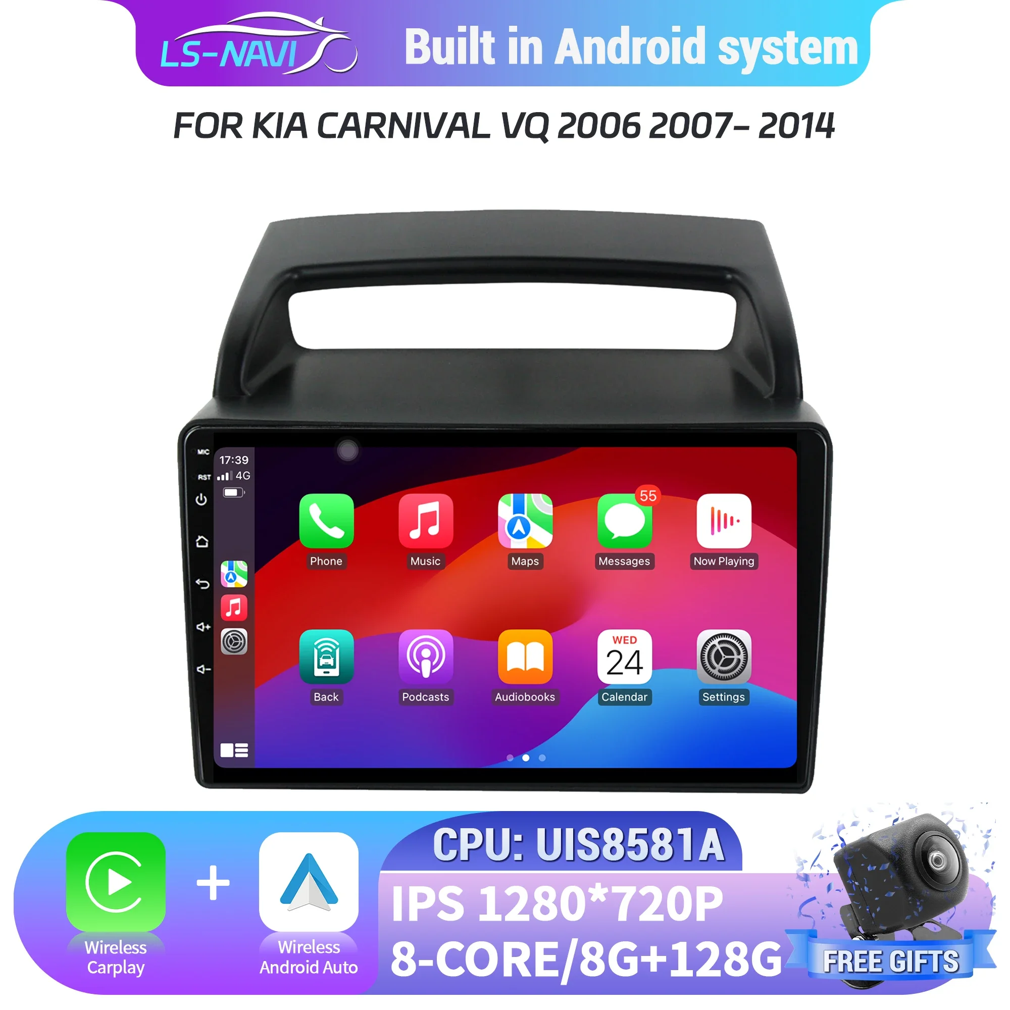 

Car Radio Android 14 For KIA Carnival VQ 2006 2007-2014 GPS Wireless Bluetooth CarPlay Android Auto Multimedia Head Unit Screen