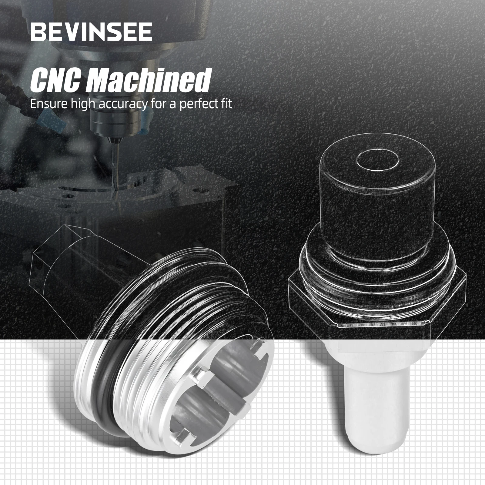 BEVINSEE Aluminum PCV Valve+Cover Upgrade Kit for BMW E82 E88 E89 E90 E91 E60 E61 E71135i 335i 535i N54 Engine Twin Turbo Engine