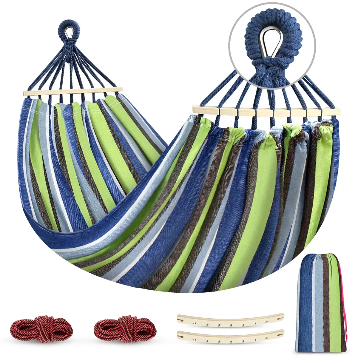 Factory Hot Sale Portable Camping Hammock Upgraded Version 550lb Thick Fabric Single Hammock with Two Anti-roll Balance Beamspro