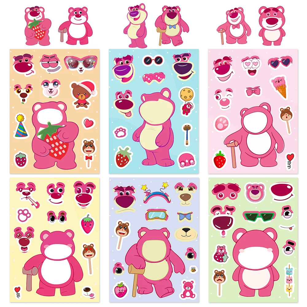 

6/12sheets DIY Cute Lotso Cartoon Stickers Disney Toy Story Puzzle Sticker for Bike Phone Scrapbooking Laptop Kids Decal Toys