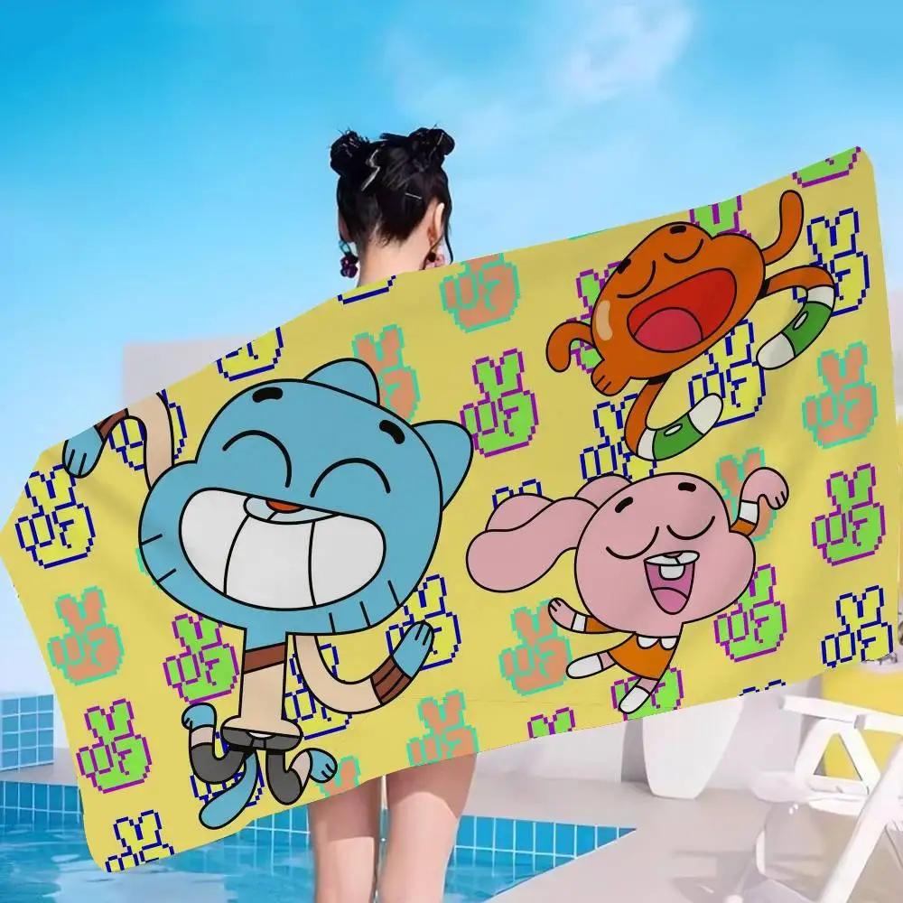The A-Amazing W-World Of G-Gumball Beach Towel Colorful Bath Towels for Girl Microfiber Quick Dry Custom Sand Free Beach Yoga