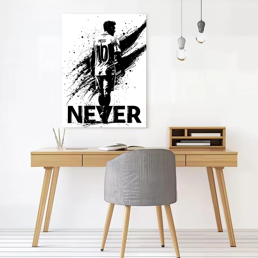 Messi Never Give Up Poster Customizable Printed Canvas Painting for Pictures Wall Art Decoration Living Room Decor Wand Deko