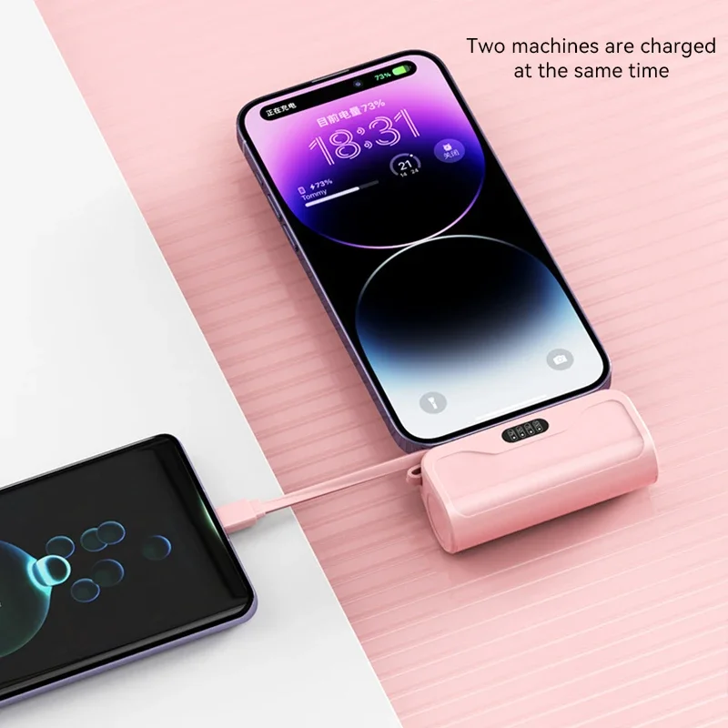 Mini Portable Power Bank 10000mAh External Battery Plug Play Power Bank 2 in 1 Type C Fast Effective Charger For IPhone Huawei