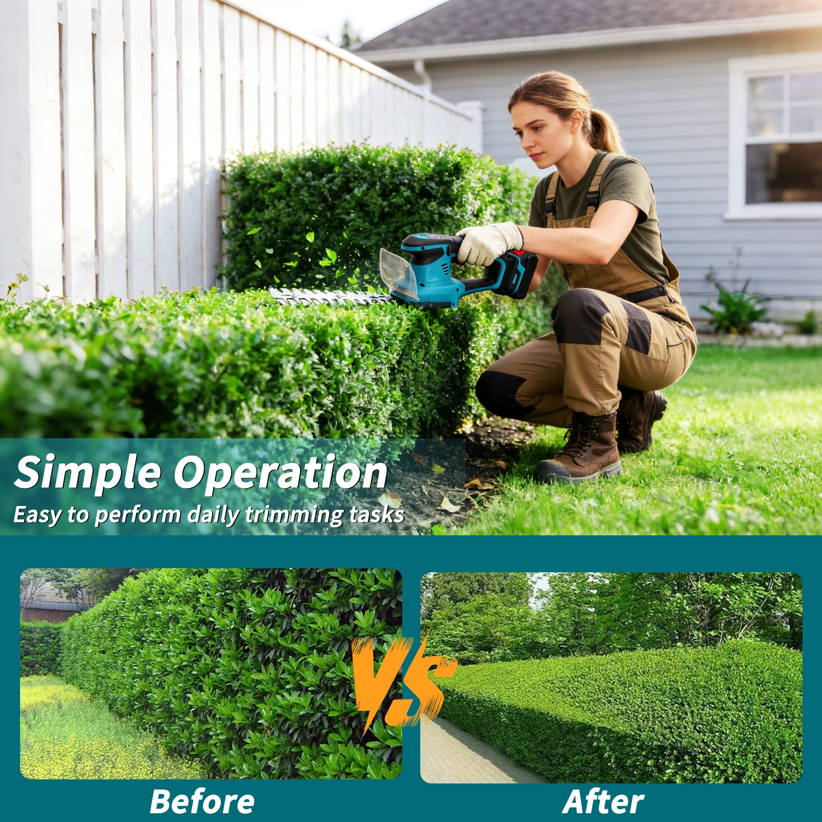 Kabelloser 2‑in‑1 Garten Grasschere Heckenschneider Handtrimmer, Nur Gerät Ohne Akku, passend für Makita 18V Lithium‑Akkus – Detail 7