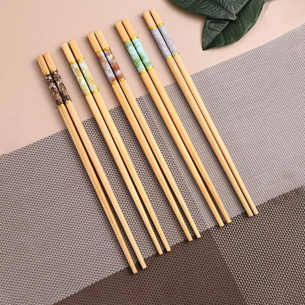 Green And Healthy Natural Bamboo Chopsticks 5 Pairs New Home Use Mildew-proof And High Temperature Resistant Environmentally