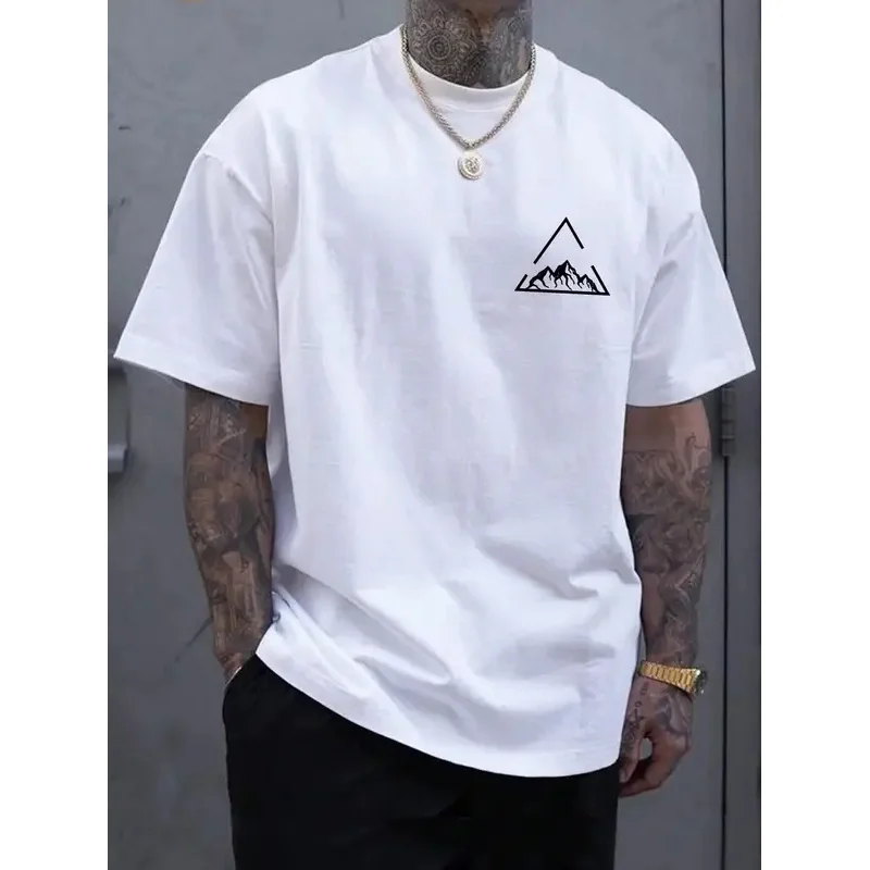 Mountain On Inspirationde Printing T-Shirt Men Oversized Cotton Summer Tshirt Breathable Loose O-Neck Tee Shirts Hip Hop Tees