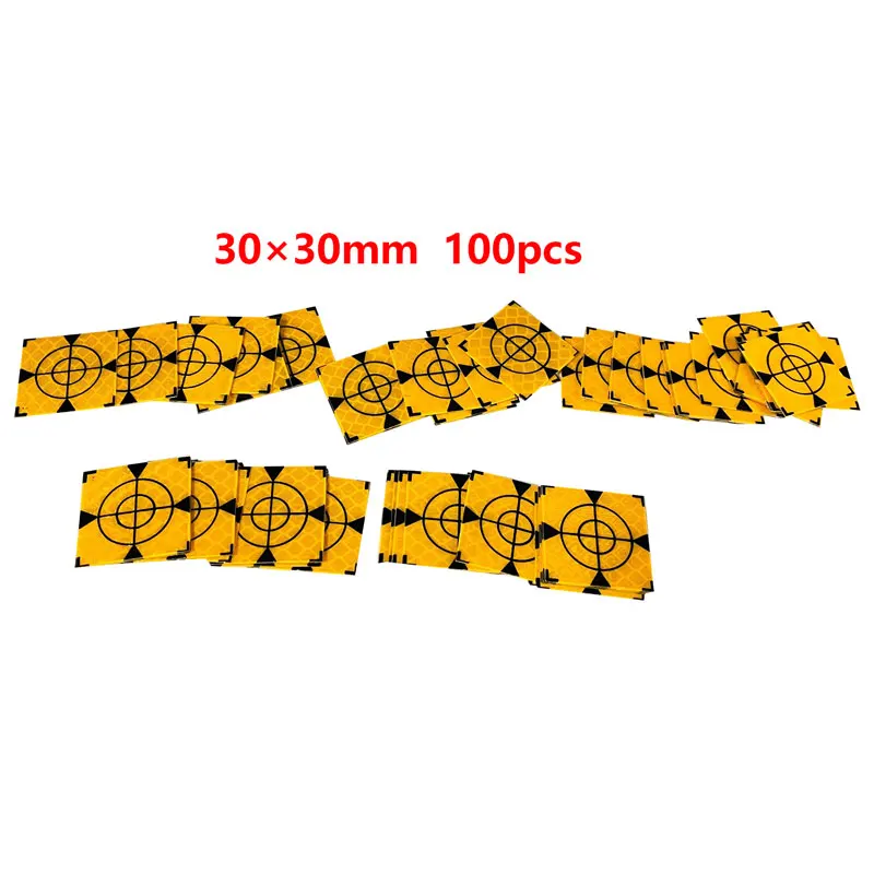 100pcs Size 60x60 20 30 40 50mm Reflector Sheet For Total Station Survey Geography Yellow Triangle Reflective Sticker