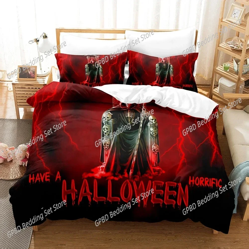 All Saints Day Halloween Bedding Set,Duvet Cover Comforter Bed Set Quilt Cover Pillowcase,King Queen Twin Size Boys Girls Adults