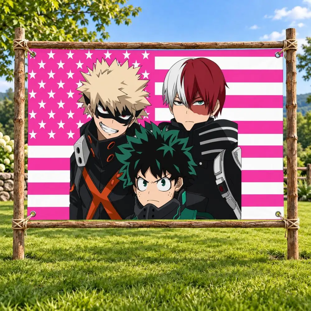 Cartoon My Hero Academias Bakugou Katsuki Flags Outdoor Decor Flaga Decorative Home Objects Barber Shop Decoration Garage Hang