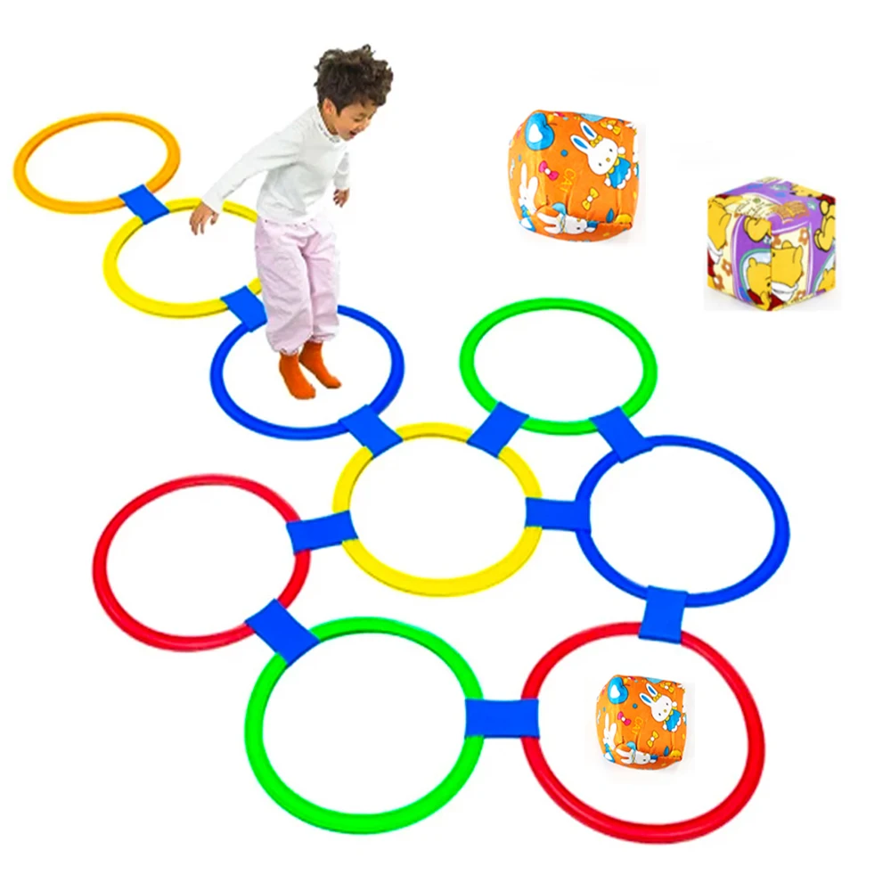 5/10 Pcs Rings Toss Targets Throw Games Outdoor Sport Toys Kids Funny Physical Training Sets with Hoops Connectors for Park Play