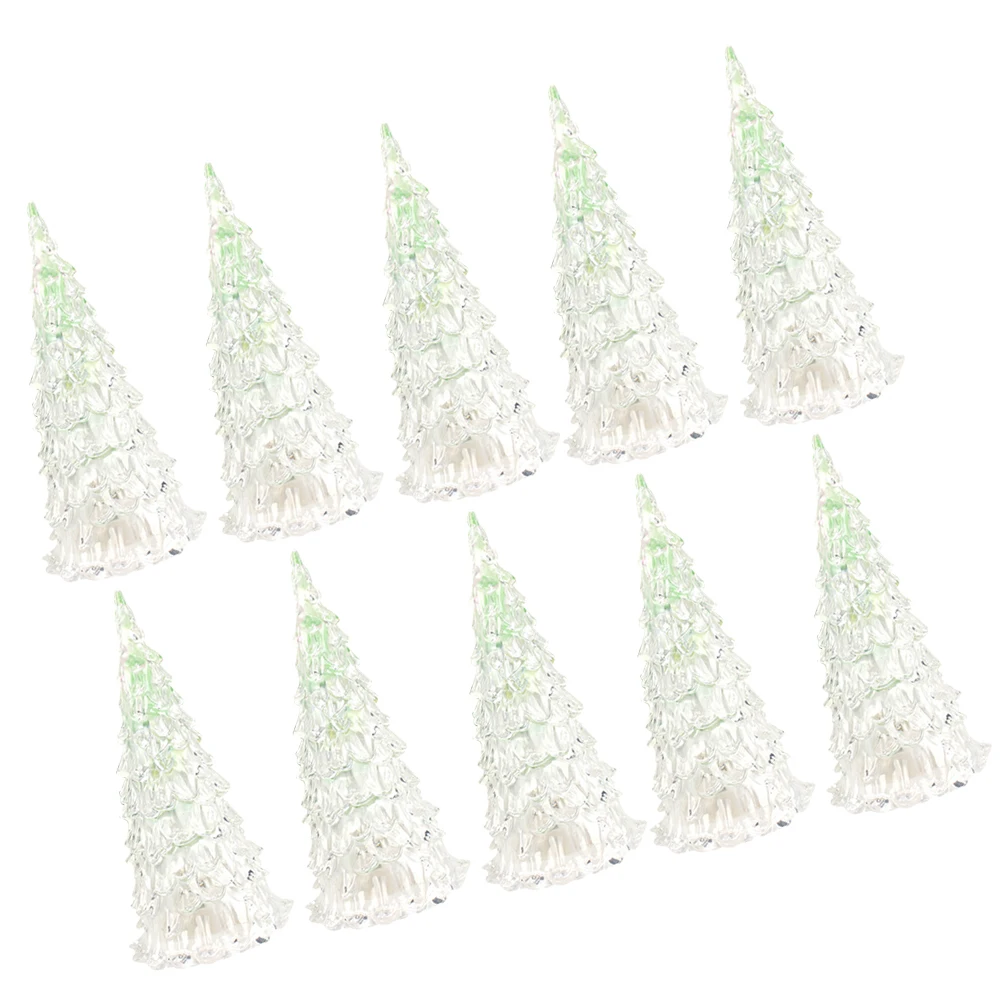 

10 Pcs Xmas Trees Colorful Crystal Christmas Tabletop Changing LED Light Desktop Decor