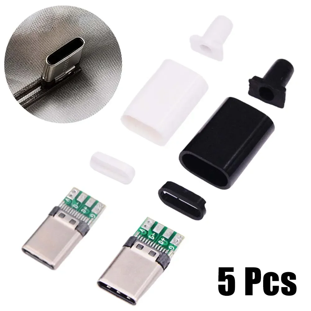 C Male Connector Interface Plug 5PCS 5V Both Ways Green Board Solder Type Electrical Testing Equipment Brand New