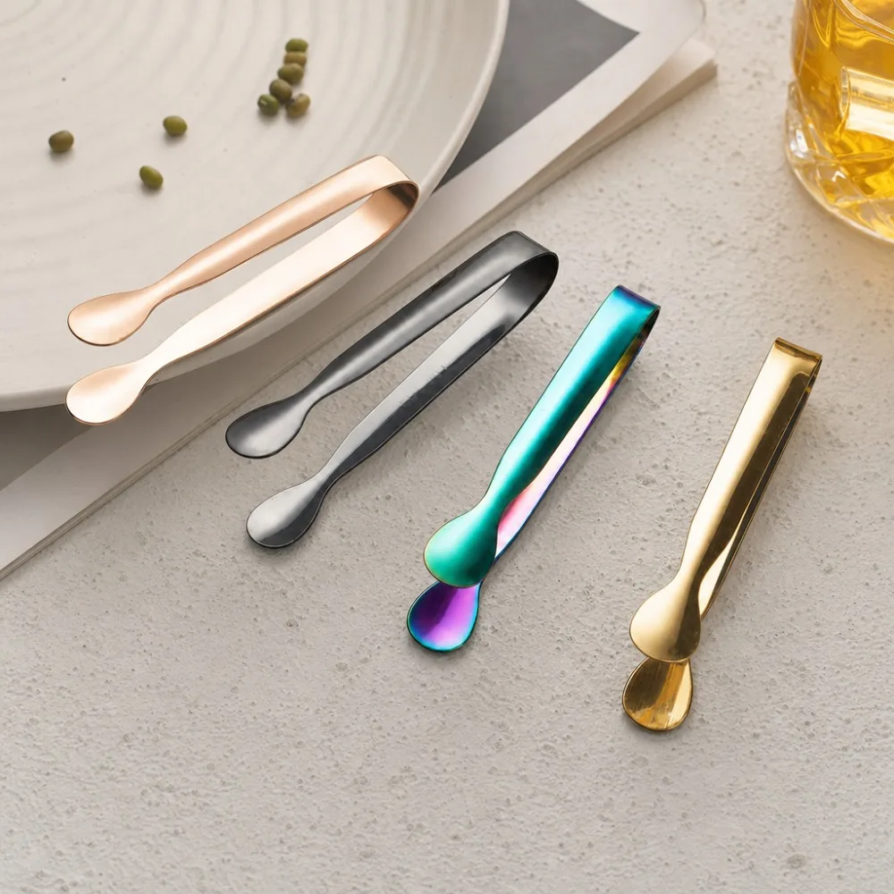 Sugar Cube Tongs Multi-color Ice Clamp Stainless Steel Electroplated Ice Tongs Ice  for Bar Kitchen Sugar Cube Meal Clip
