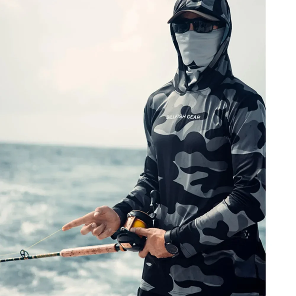 BILLFISH Gear Fishing Hoodie Shirt UV Protection Fishing Clothes UPF 50+ Jersey Men Outdoor Summer Fishing Shirt Camisa De Pesca