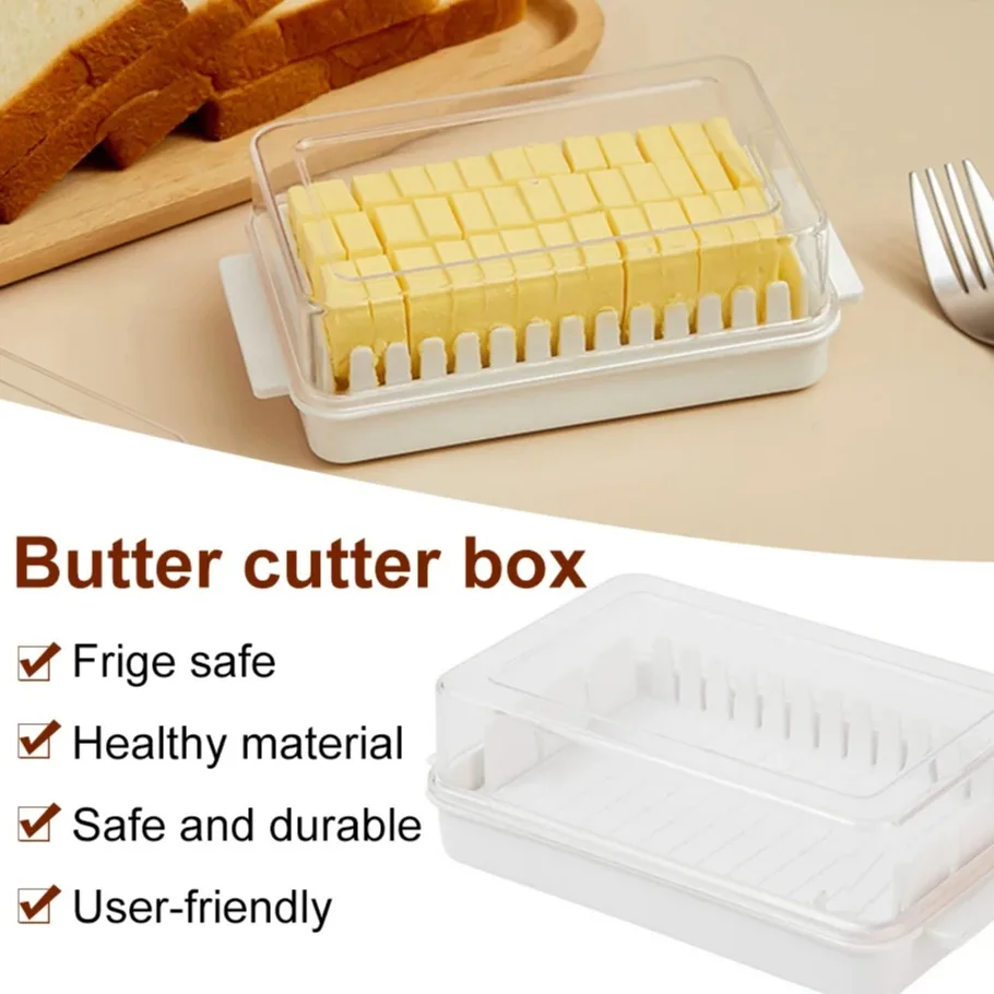 

Butter Cutting Box with Lid Butter Separator Rectangular Storage Box Storage Box Cheese Crisper Kitchen Baking Storage Supplies