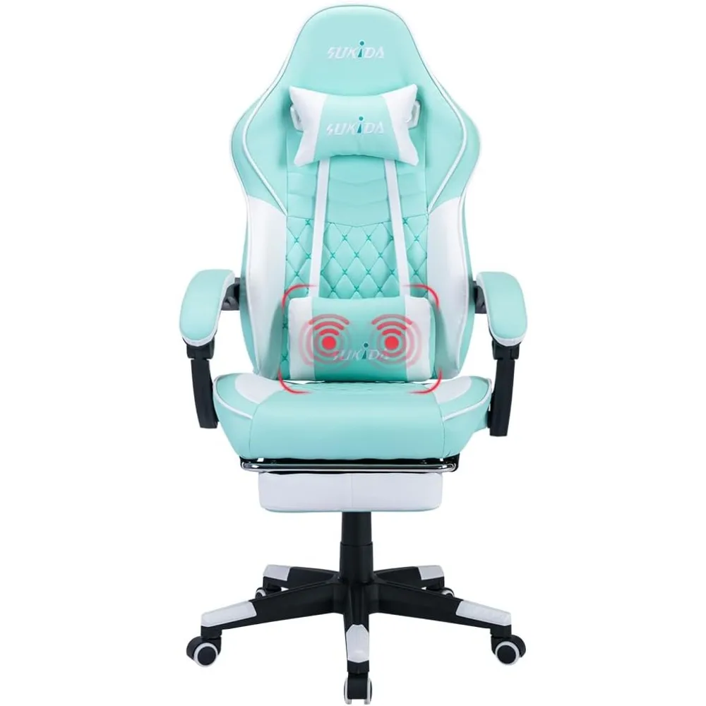 Ergonomic Video Gamer Chairs Gaming Computer Chairs Gamer Chairs for Adults Massage Lumbar Support Swivel