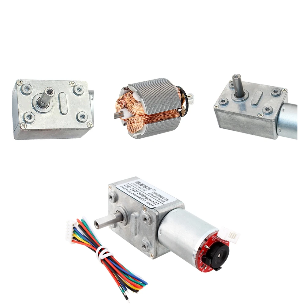 GW4632 DC Worm Gear Reducer Motor Magnetic Hall Encoder Self-Locking 1224V 11PPR Smart Home Motor