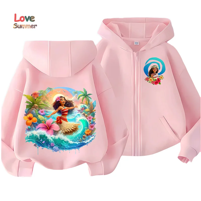 Moana 2 رقيقة كنزة صوف هوديس فتاة أنيمي فيلم شخصية البلوز الشتاء الأطفال ملابس سميكة هدية 4-14Yrs