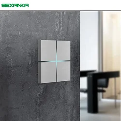 SEXANKA KNX EIB Factory Smart Home Building Automatic System 4 Gang Aluminium Metal Dimmer Switch Touch  Wall Switches