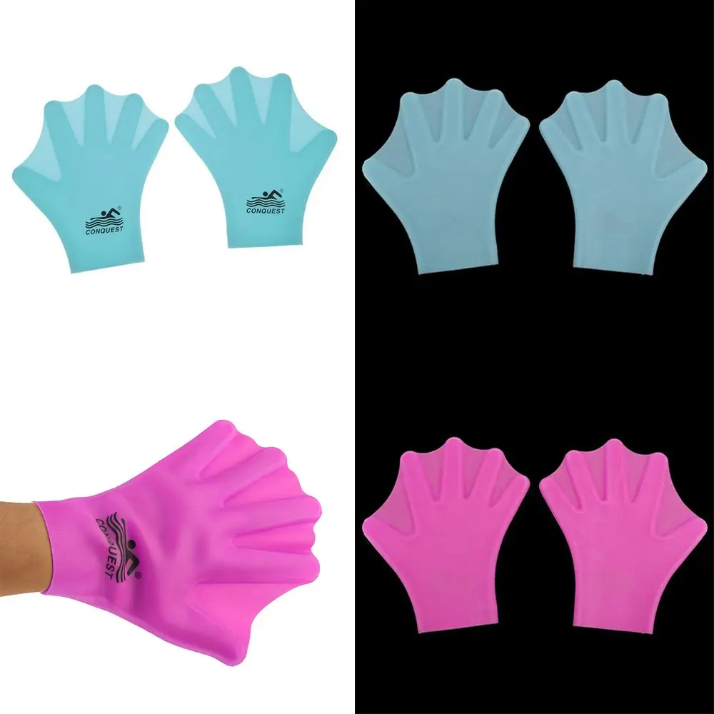 1 Pair Swimming Webbed Gloves Silicone Hand Paddle for Adults Kids Children