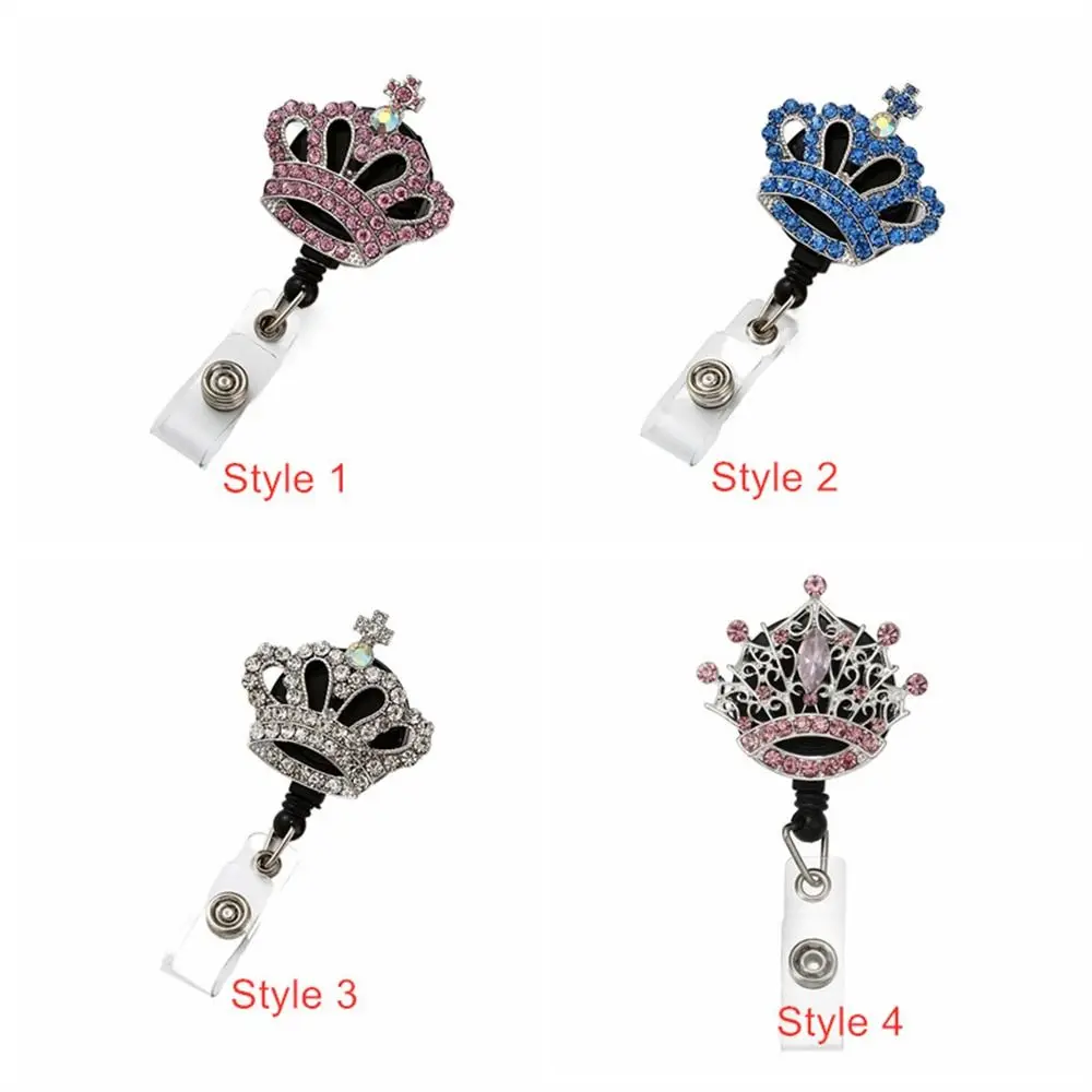 Lovely Diamond Crown Retractable Rotation Nurse Easy-pull Badge Reel Clip