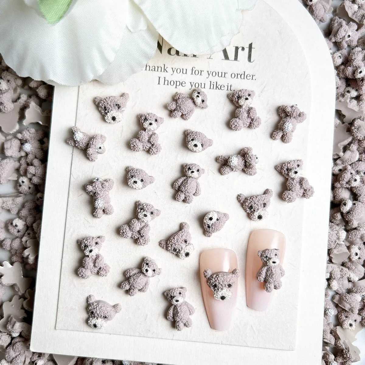 

20PCS 3D Matte Creative Bear Series Nail Art Decorations Cartoon Colorful Cute Bear Head Resin Nail Charms DIY Hairpin Nails
