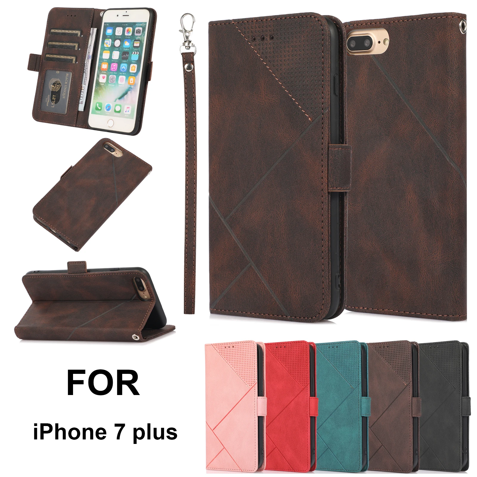 20X*Thread pressing Leather Case Wallet Anti-fall Flip Phone Case For iPhone6/6s/7/8/SE2020/SE3/11/12/13/14Pro Plus ProMax MINI