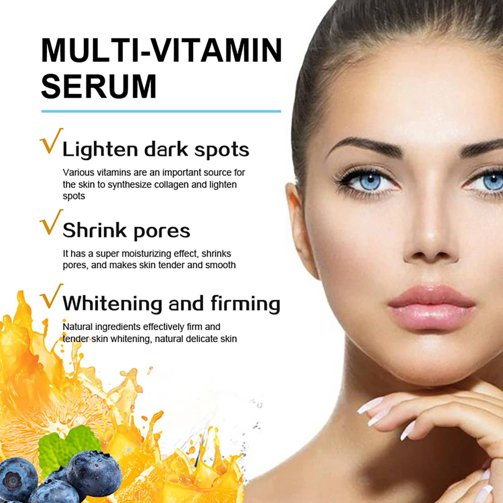 AILKE Multi Vitamin Face Serum, Moisturizing, Whitening, Firming, Removes Dark Spots, Lighten Pigmentation, For All Skin Types