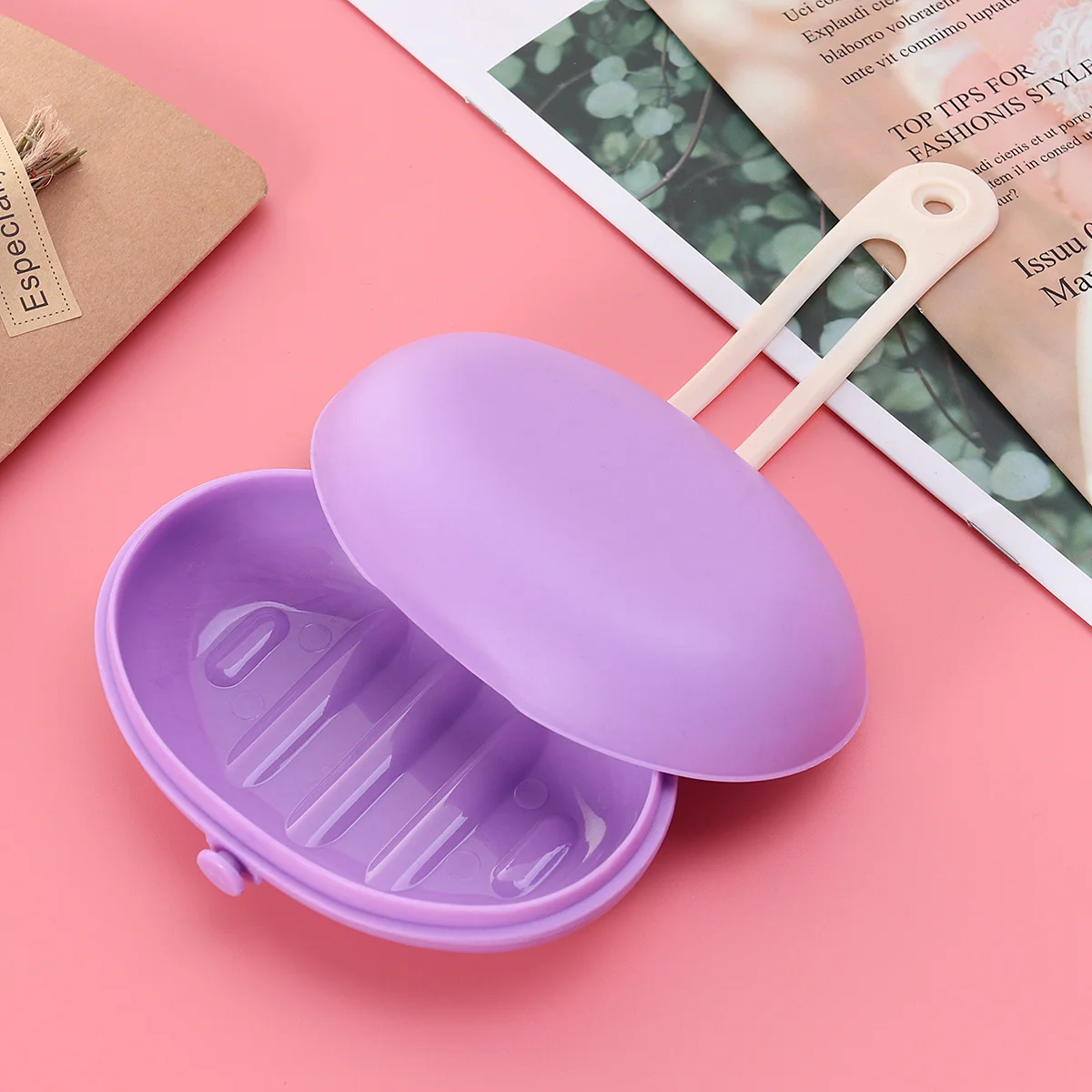

Silicone Portable Soap Box Waterproof Bathroom Storage Case Anti-Slip Design for Home Travel Hiking Shower Purple